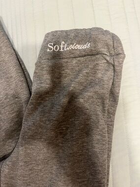 Soft clouds women's grey fleece warm leggings-M fits like small
